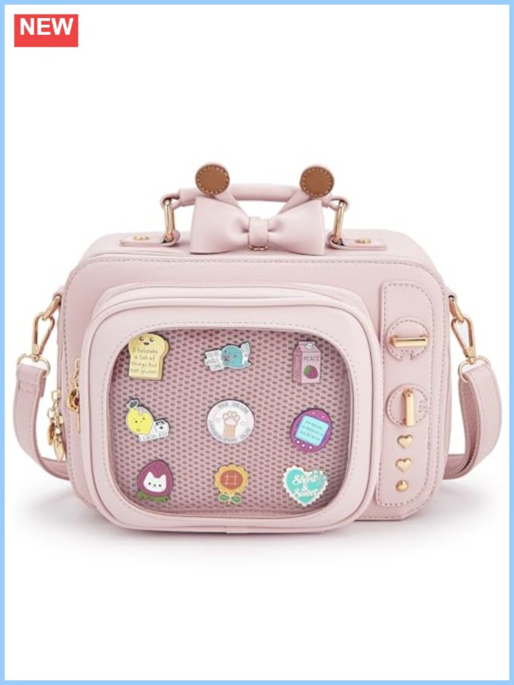 Faux Leather Ita Bag Backpack Pin Display Crossbody Small
